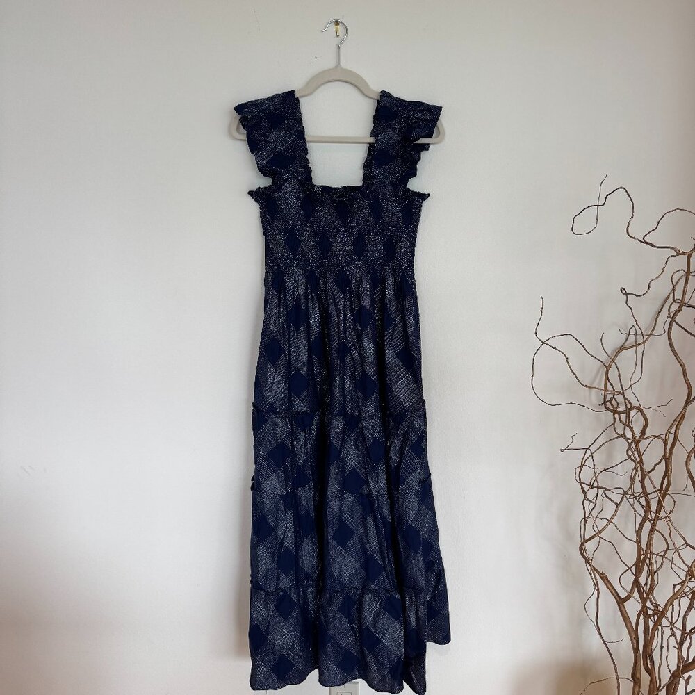 Hill House Ellie Nap Dress, Size Small, Navy Blue and silver metallic